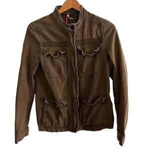 Free People Cotton Distressed Cargo Military Utility Jacket XS